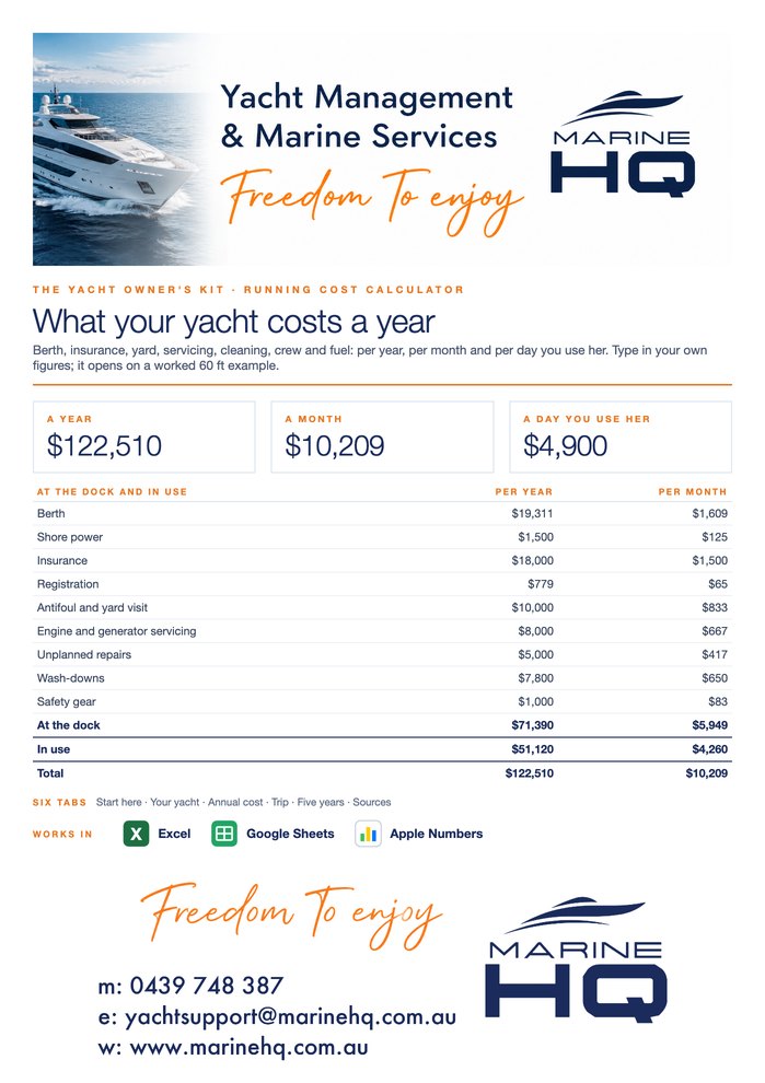 Running Cost Calculator, first page
