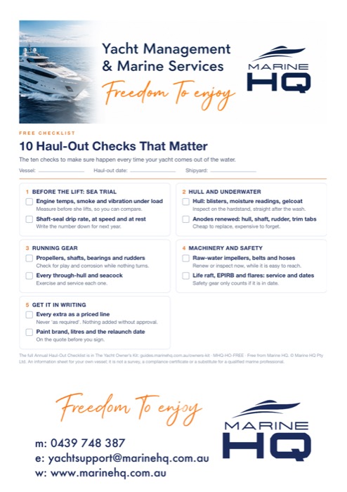 Marine HQ Annual Haul-Out Checklist, first page