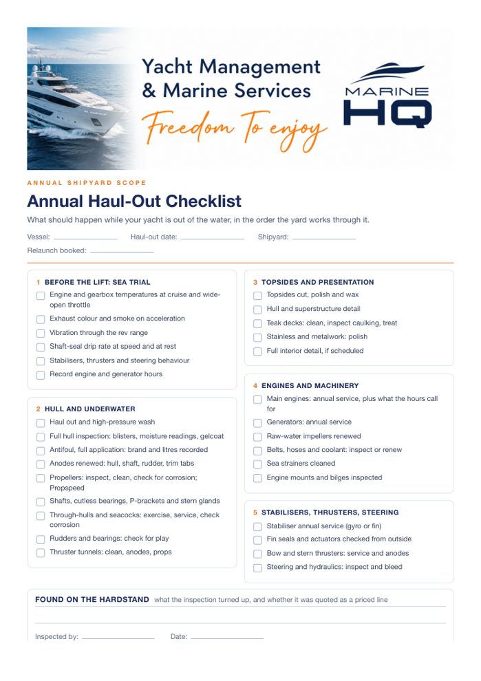 Annual Haul-Out Checklist, first page